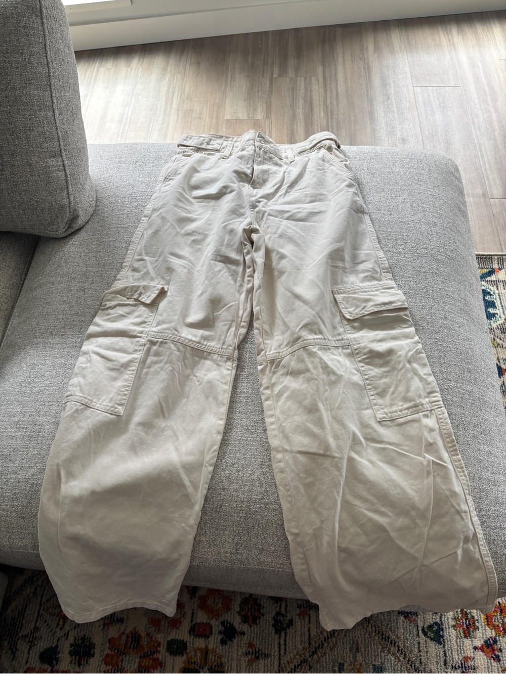 stradivarius Beige Wide-Leg Cargo Jumpsuit Pants